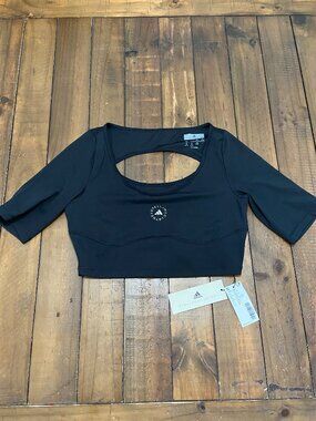 NWT Adidas by Stella McCartney Logo Crop Top Black Medium IX8073